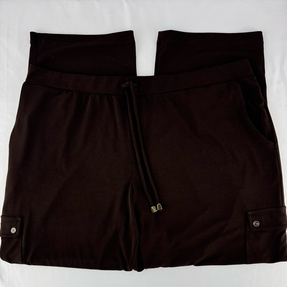 Susan Graver Liquid Knit Brown Cargo Pants